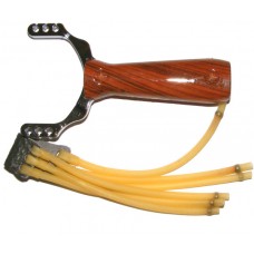 Metal & Plastic Slingshot Catapult - Wood Effect Handle
